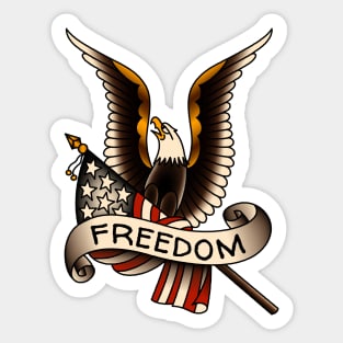 OldSalt American Traditional Freedom Eagle with Flag Sticker